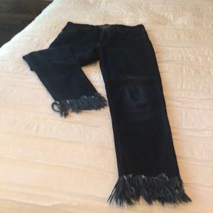 Just Black skinny jeans with fringe hems